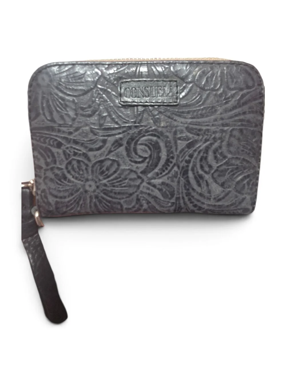 Consuela Steely Floral Embossed Zip Wallet